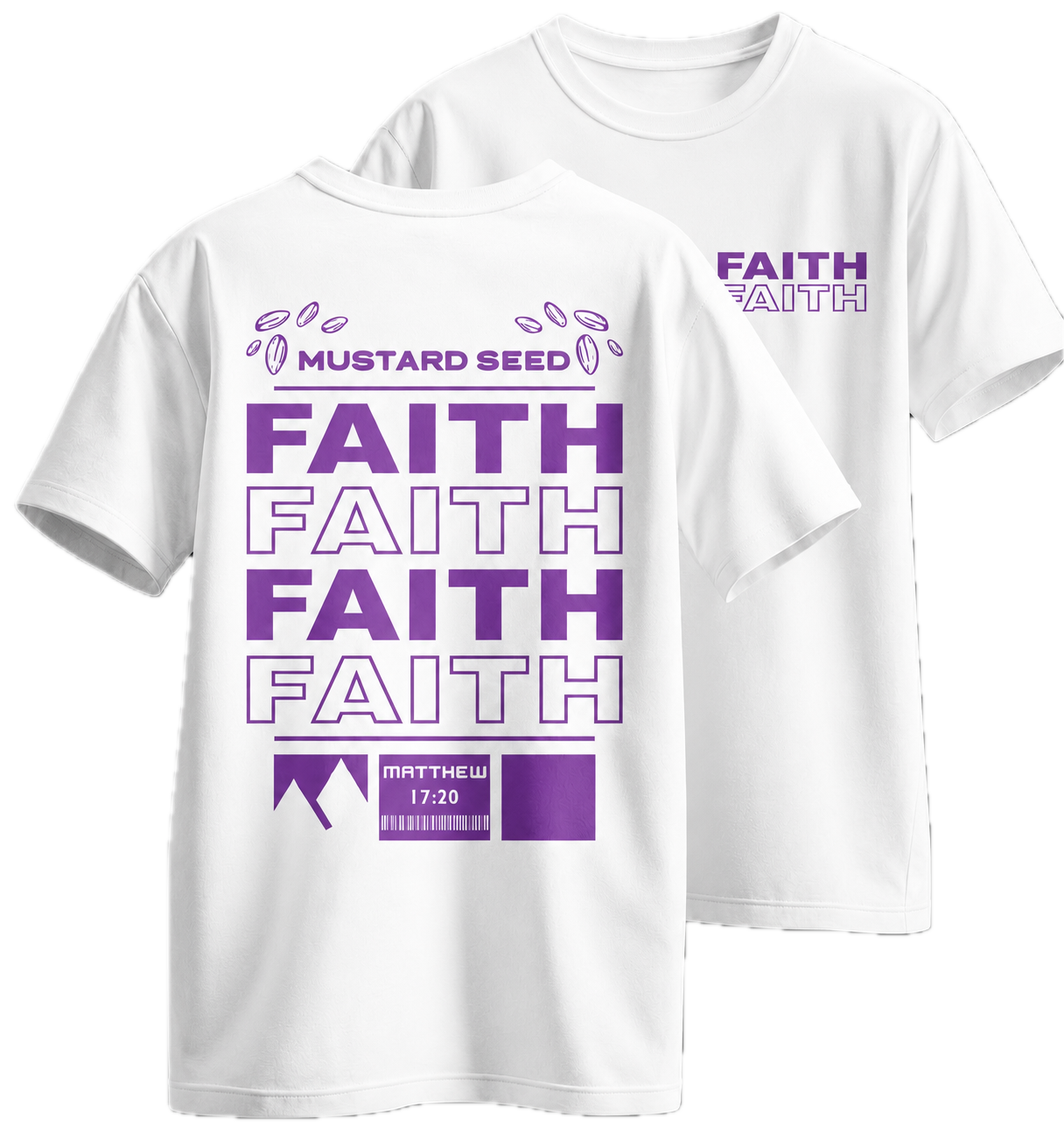 Faith Oversized fehér keresztény póló – Máté 17:20 | Respawn