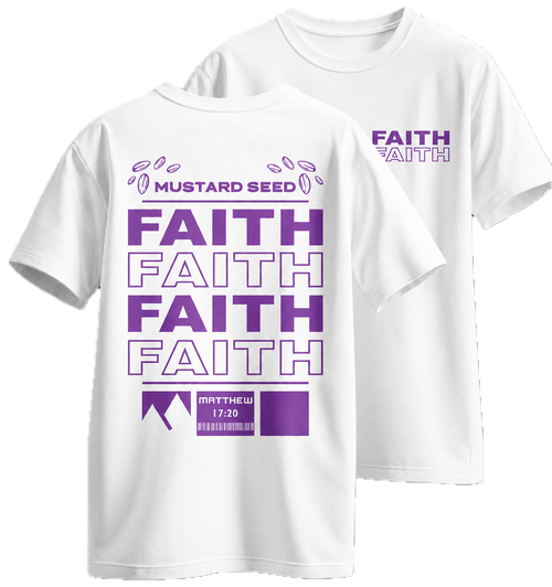 Faith Oversized fehér keresztény póló – Máté 17:20 | Respawn