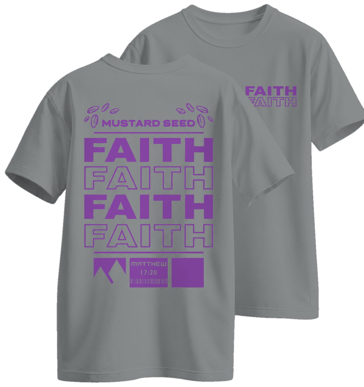 Faith Oversized sötétszürke melange keresztény póló – Máté 17:20 | Respawn
