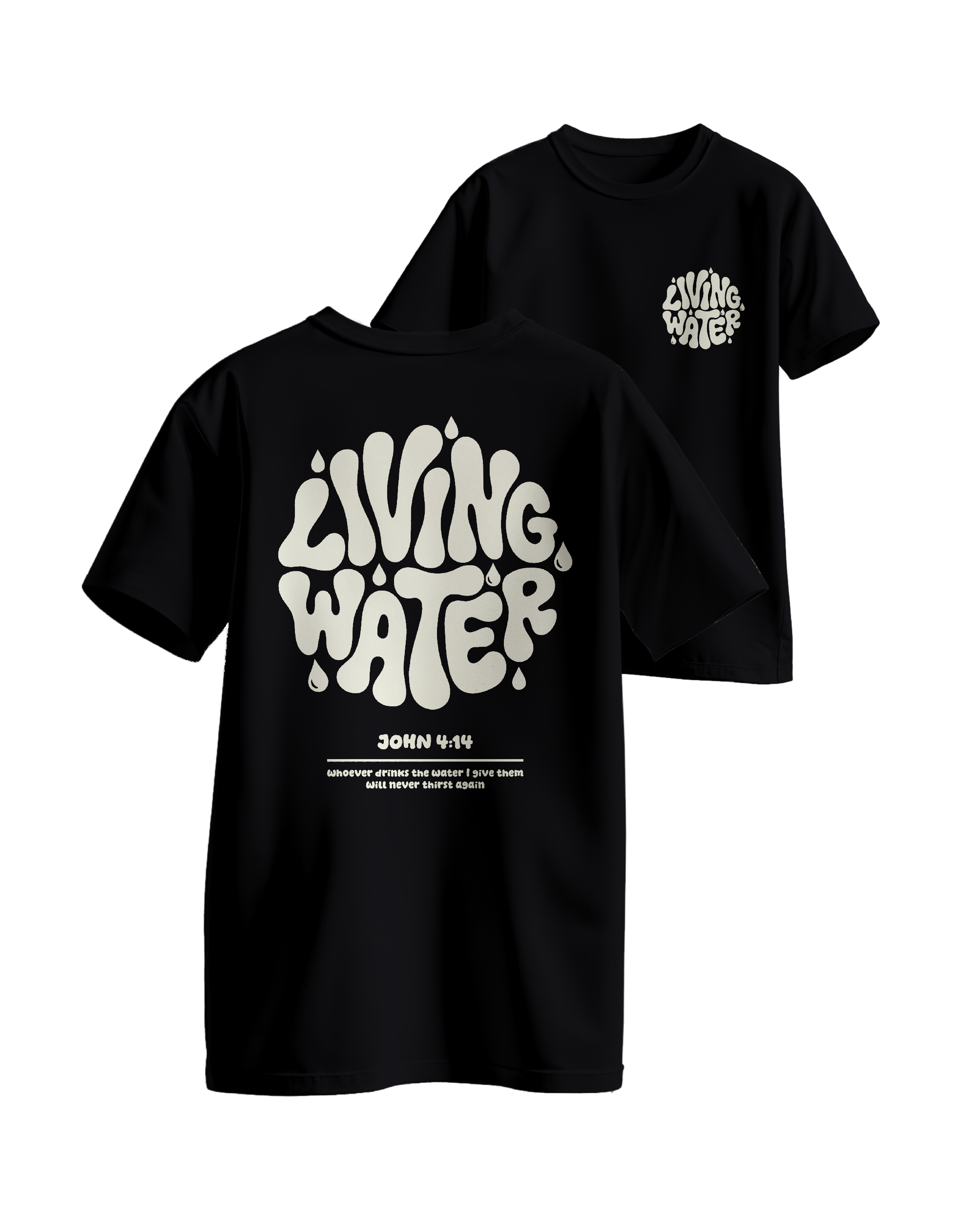 Living Water fekete oversized keresztény póló – János 4:14 | Respawn