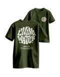 Living Water khaki oversized keresztény póló – János 4:14 | Respawn